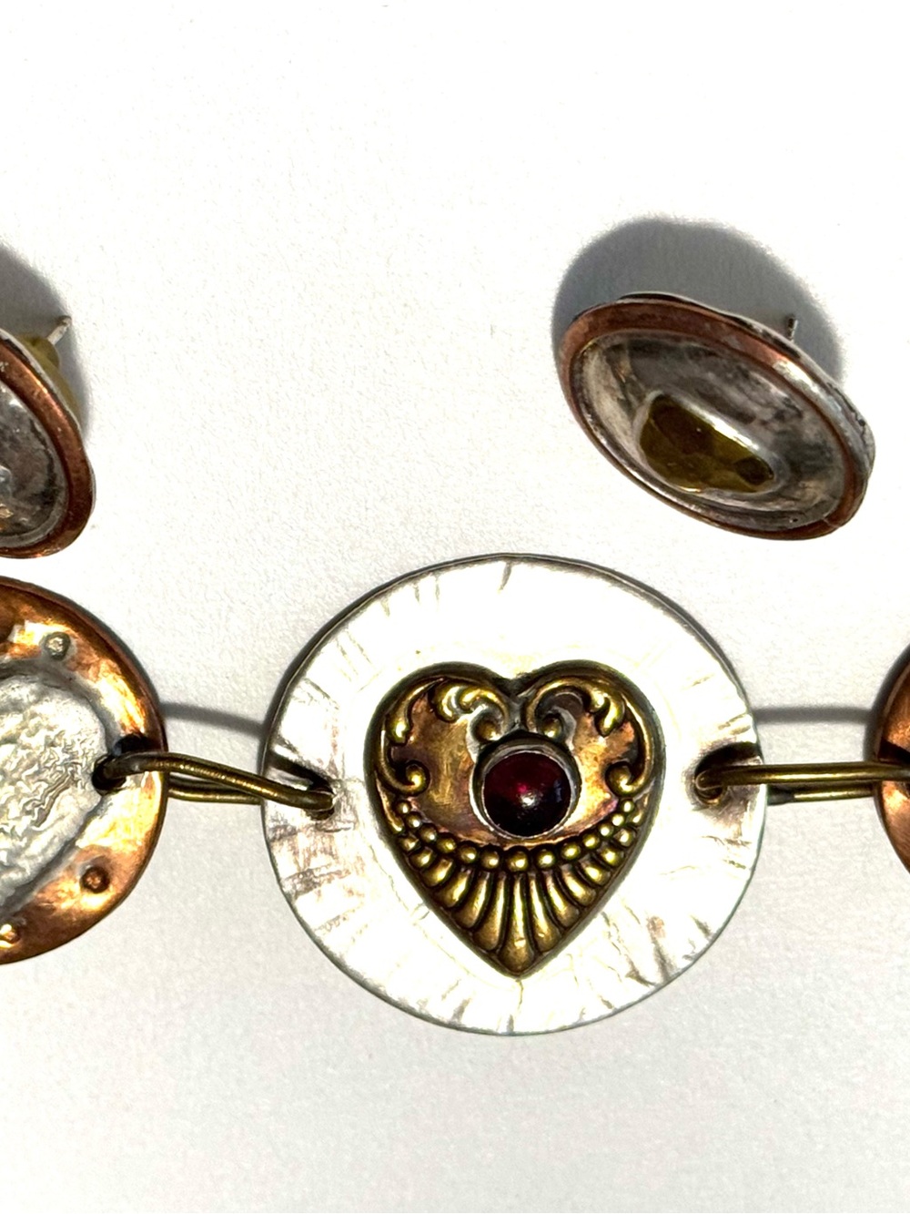 ROBIN LEE BECKER HAND CRAFTED ARTISAN DESIGNER NECKLACE AND EARRINGS HEARTS X O